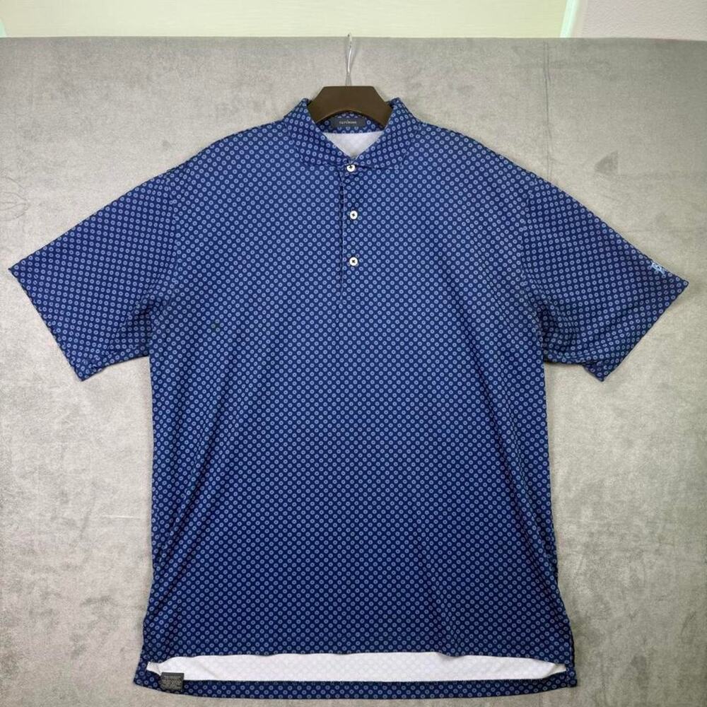 Turtleson golf polo blue size large. Company logo on sleeve